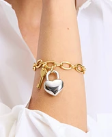 Kate Spade New York Two-Tone Heart Lock & Key Charm Bracelet