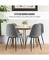 Gymax Dining Chairs Set of 4 Upholstered Fabric Chairs W/Metal Legs for Living Room