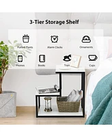 Gouun 3-Tier Ladder-Shaped Chair Side Table with Storage Shelf