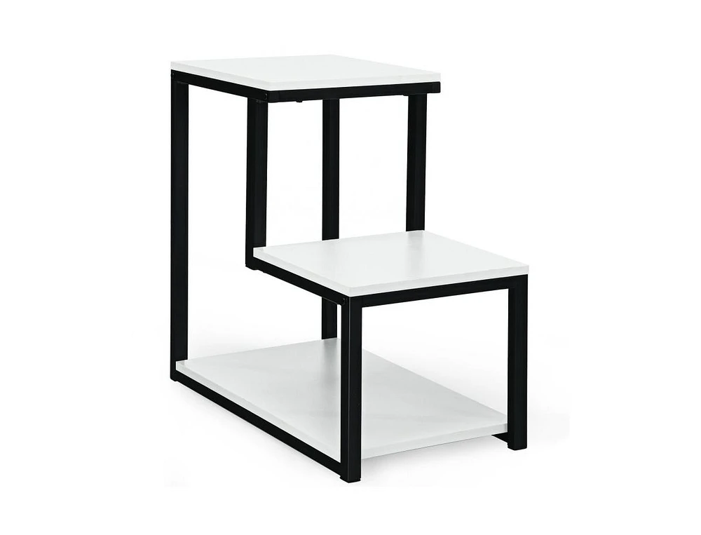 Gouun 3-Tier Ladder-Shaped Chair Side Table with Storage Shelf