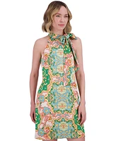 Vince Camuto Women's Floral-Print Tie-Neck Dress