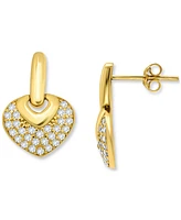 Giani Bernini Pave Cubic Zirconia Heart Door Knocker Earrings (3/4 ct. t.w.) 18k Gold Over Sterling Silver, Exclusively at Macy's