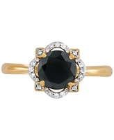 Macy's Onyx & Diamond Accent Ring in 14k Gold Over Sterling Silver