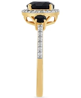 Macy's Onyx & Diamond Accent Ring in 14k Gold Over Sterling Silver