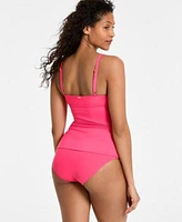 Anne Cole Womens Surplice V Neck Underwire Tankini Top High Waist Bikini Bottoms