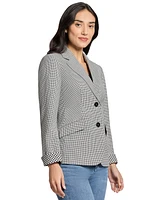 Jones New York Women's Notched-Collar Gingham Blazer