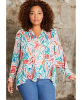 June + Vie Women's June + Vie Roll-Tab Popover Tunic