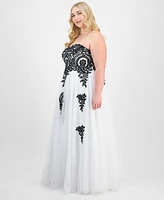 Say Yes Trendy Plus Strapless Embellished Gown, Created for Macy's