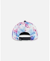 Deux par Deux Baby Girls Printed Cap Butterflies On Multicolored And Black Background