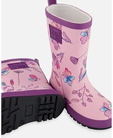 Deux par Little Girls Printed Rain Boots Lilac And Multicolored Butterfly - Toddler|Child