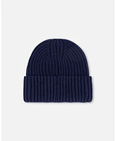 Deux par Kids Unisex Cuffed Knit Hat Navy Blue - Toddler|Child