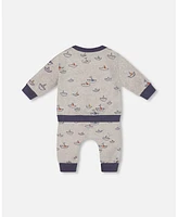 Deux par Baby Boys Printed Organic Cotton Top And Pant Set Paper Boats