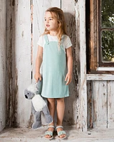 Deux par Big Girls Terry Cloth Dress Turquoise And Off-White