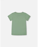 Deux par Big Boys Organic Cotton Graphic Tee Sage And Multi