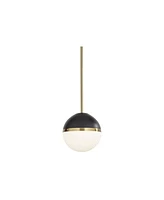 360 Lighting McGraw 10 1/4" Modern Pendant Ceiling Light Fixture Dining Room Over Table Kitchen Island Foyer Hanging Round Antique Brass and Black Fin