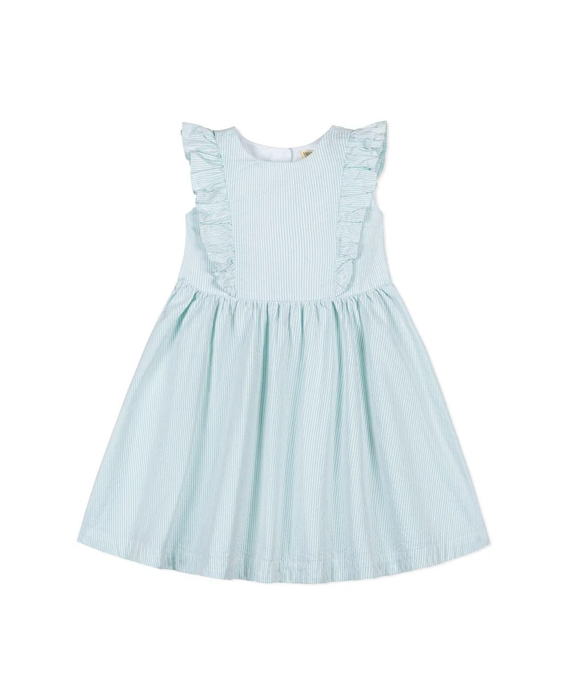 Hope & Henry Big Girls Seersucker Flutter Sleeve Open Back Dress