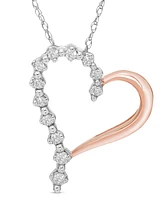 Diamond Open Heart 18" Pendant Necklace (1/6 ct. t.w.) 10k White , Yellow or Rose Gold