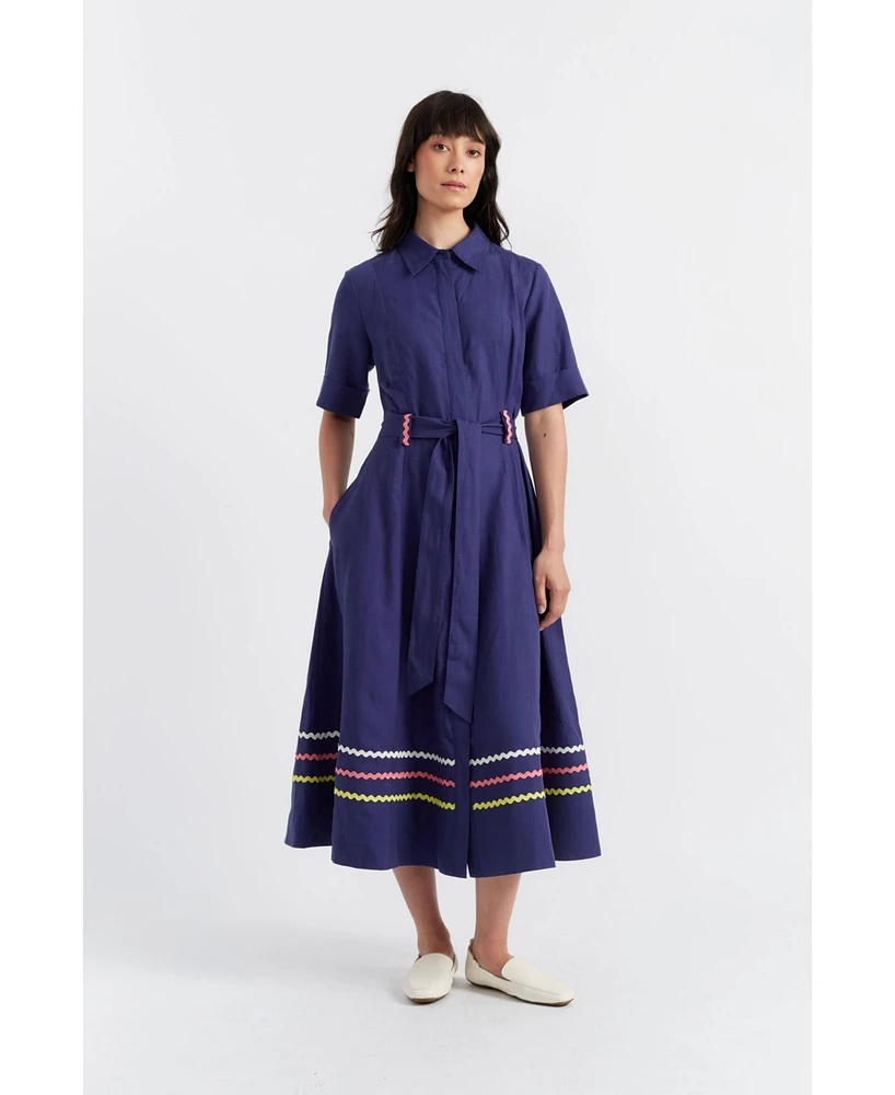 Chinti & Parker Starboard Linen Blend Dress