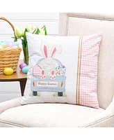 C&F Home 18" x 18" Happy Easter Bunny Eggs Embroidered Throw Pillow