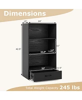 Gouun 48 Inch Tall 4 Tiers Wood Bookcase with Drawer