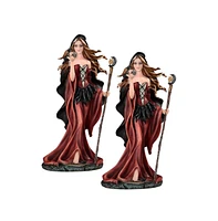 Fc Design "2-pc Set" 10.5"H Brown Witch with Magic Wand and Glass Ball Figurine Statue Ornament Home Room Office Decor and Perfect Ideas for Housewarm