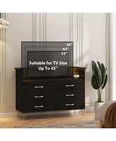 gaomon Pink Dresser with Led Light for Bedroom 6 Drawer