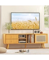 Gouun Bamboo Tv Stand for Tv up to 65 Inch