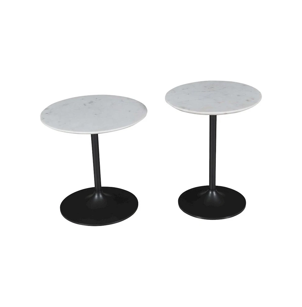 Jofran Camille Solid Marble and Iron Modern Luxury Accent Tables (Set of 2)