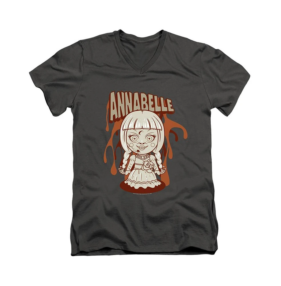 Annabelle Men's Illustration Short Sleeve Adult V Neck Premium Cotton Tee / T-Shirt