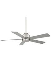 Casa Vieja 52" Grand Palm Modern Indoor Outdoor Ceiling Fan 5 Blade Led Light Remote Control Brushed Nickel Finish Silver Wood Blades Bedroom Patio Li