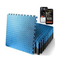 Squatz 25-Piece Puzzle Exercise Mat, Eva Foam Tiles, Blue/Black