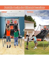 Kuyotq Foldable Double Electronic Basketball Game with 4 Balls Indoor