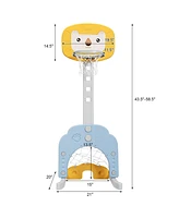 Kuyotq 3-in-1 Adjustable Kids Basketball Hoop Sports Set