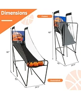 Kuyotq Foldable Single Shot Basketball Arcade Game with Electronic Scorer and Basketballs