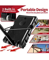 Kuyotq Adjustable Portable Basketball Hoop Stand with Shatterproof Backboard Wheels