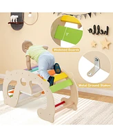 Kuyotq 2-in-1 Rocking Horse Arch for Kids Montessori Climbing Toys with Arch Climber