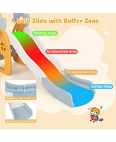 Kuyotq Foldable Slide with Basketball Hoop and Buffer Zone for Kids Aged 3+ Years Old