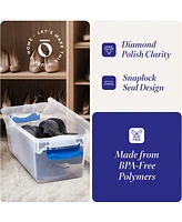 Homz 7.5 Quart Secure Latching Clear Plastic Stackable Storage Container,10 Pack