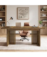 Tribesigns 63-Inch Executive Desk, Large Computer Desk with Sturdy Wood Legs & Thickened Tabletop, Mid-Century Modern Study Writing Table Workstation