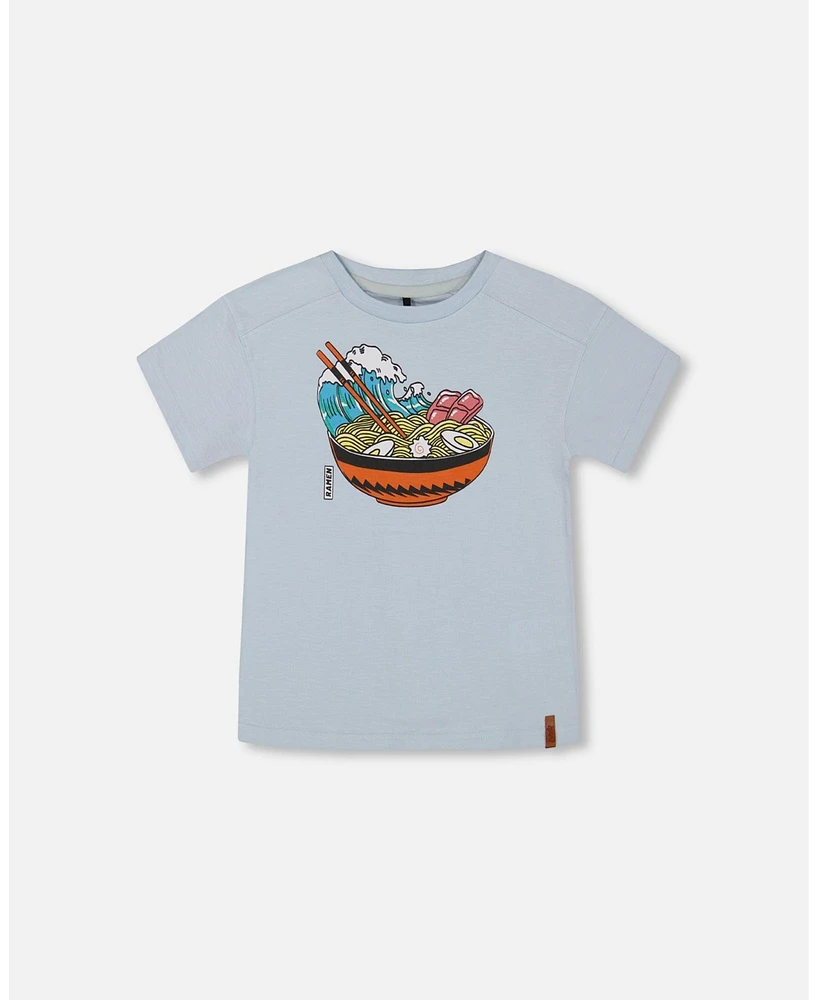 Deux par Deux Big Boys Short Sleeve Graphic Tee Blue And Ramen