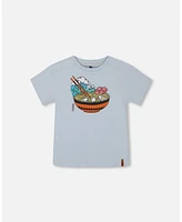 Deux par Deux Big Boys Short Sleeve Graphic Tee Blue And Ramen