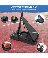 Costway 4.9-10 Ft Basketball Hoop System with 44 Inch Shatterproof Backboard with Wheels
