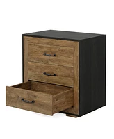 Tribesigns Nightstand Set of 2, Traditional Side Table with 3 Drawers, Tall Wood Bedside Table for Bedroom, Dorm and Small Spaces