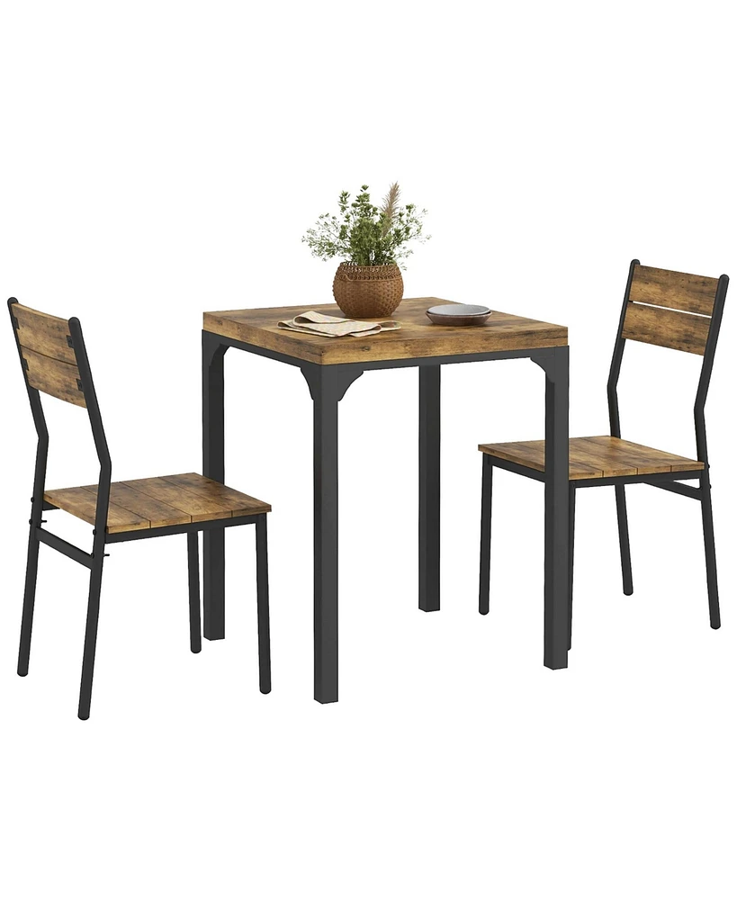 Industrial Contemporary Compact Breakfast Nook 3pc Table and Chairs Set