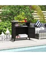 Outsunny Wicker Storage Cabinet, Outdoor Buffet Dark