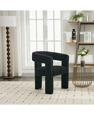 gaomon Modern Sherpa Barrel Dining Chair, Upholstered Faux Fur Dining Room Chair Comfy Side Chair for Kitchen/Living Room