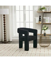 gaomon Modern Sherpa Barrel Dining Chair, Upholstered Faux Fur Dining Room Chair Comfy Side Chair for Kitchen/Living Room