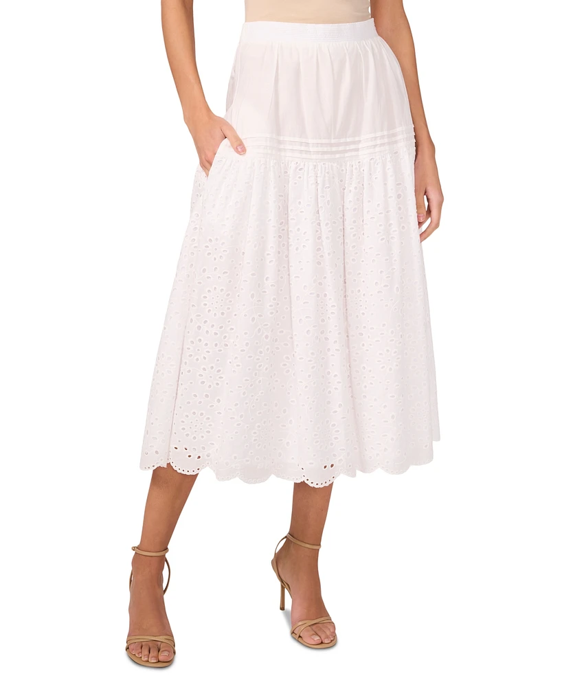 1.State Women's Cotton Eyelet Maxi Skirt