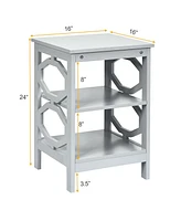 Gouun 2 Pieces 3-tier Nightstand Sofa Side End Accent Table Storage Display Shelf
