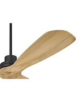 Casa Vieja 52" Delta Modern Country Indoor Outdoor Ceiling Fan 3 Blade Remote Control Matte Black Finish Wood Blades Bedroom Patio Living Room Kitchen